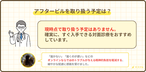 東京オンラインクリニック_アフターピルを扱う予定は？